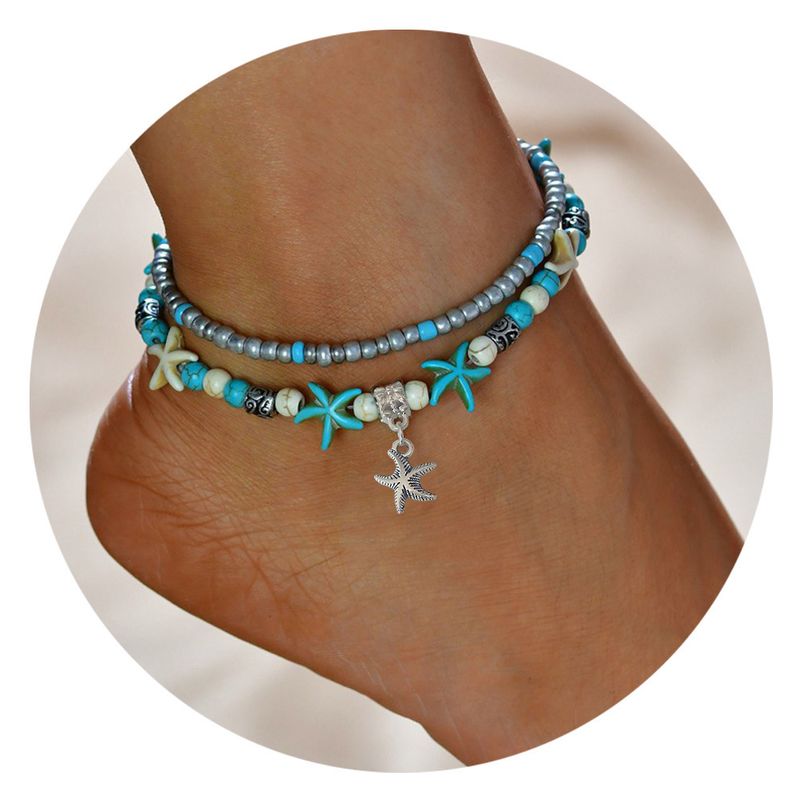 Bohemian Ocean Animal Beaded Turquoise Ethnic Style Anklet For Women_voghion.com