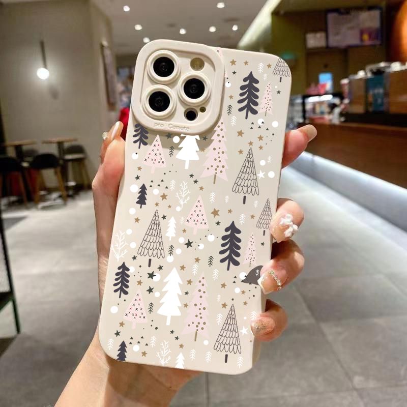 Festive Christmas Tree Graphic Phone Case For 16 15 14 13 12 11 Pro X XR XS SE2 8 7 Plus Pro Max Mini Silicone Back Cover_voghion.com