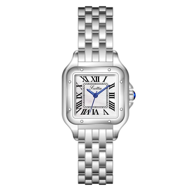 Scottie Small Square Watch Brand Roman Solid Steel Band Fashion Impermeabile_voghion.com