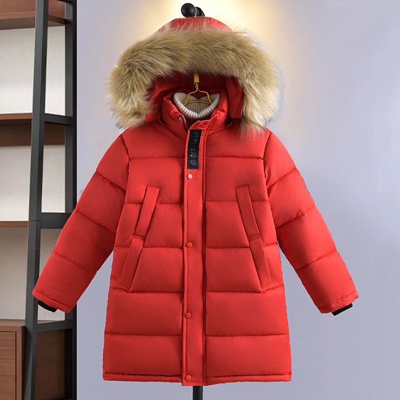 Manteau d'hiver en coton pour garçon, version coréenne, grande taille, lettre pour enfants, mi-long, en duvet, épais et chaud, tendance_voghion.com