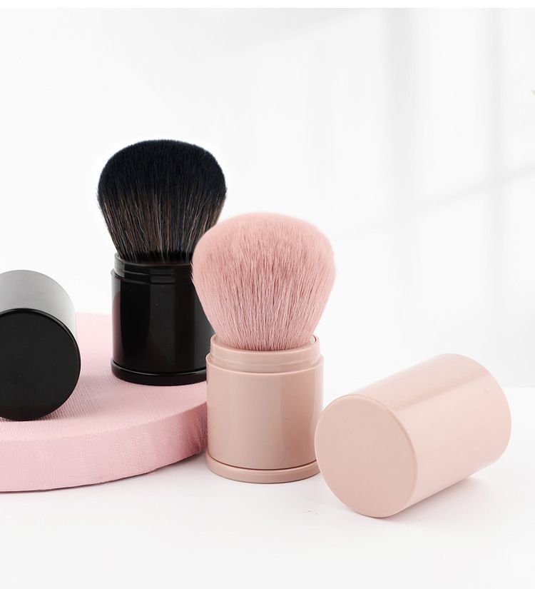 Make-up-Pinsel und -Werkzeuge Exklusives Make-up für Anfänger Einzelner schwarzer loser Puderpinsel Rougepinsel Tragbarer teleskopischer rosa Make-up-Pinsel_voghion.com