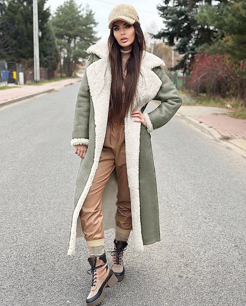 Langer Kunstpelzmantel für Damen mit abnehmbarem Kragen – warme Winterjacke mit Fleecefutter für den eleganten Arbeitsweg (Kamel, Braun, Weinrot, Grün, Schwarz)_voghion.com