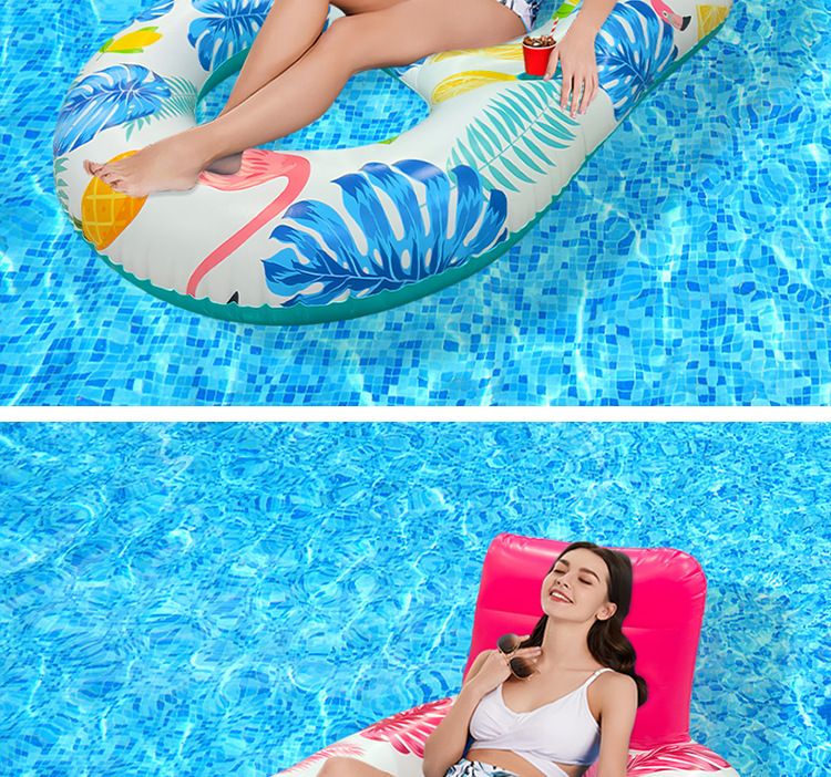 Aufblasbare Schwimmliege - Klappbare Rückenlehne mit Mesh-Netz für Pool, See & Strand_voghion.com