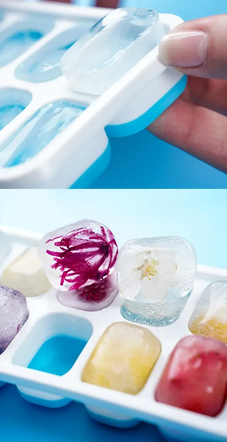 Silikonwürfel, leicht zu lösende und flexible Form, auslaufsicher, abnehmbarer Deckel, stapelbare Eiswürfelschalen mit Abdeckungen_voghion.com