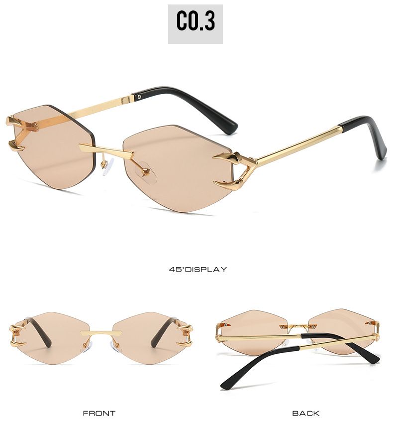 VOOTHOST Fashion Rimless Square Sunglasses UV400 Retro Gradient Frameless Sunglass High Quality Small Frame Popular Metal Eyewear F0252_voghion.com