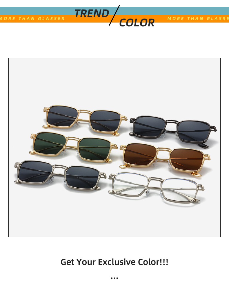 Occhiali da sole retrò nuovi con doppia barra in stile Hong Kong, occhiali da sole alla moda a strisce da tiro in strada, occhiali da sole con protezione UV, montatura quadrata_voghion.com