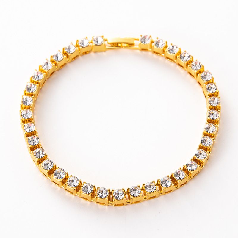 Modische Tenniskette im minimalistischen Stil mit 5 mm Strasssteinen, Fußketten aus Gold und Silber für Herren und Damen_voghion.com