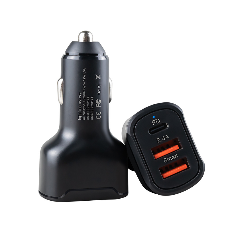 PD20W+dual 2.4A TYPE-C mobile phone fast charging specific three port car charger_voghion.com
