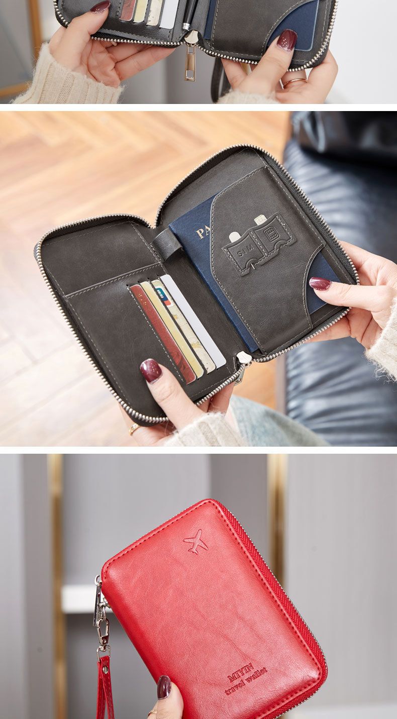 RFID Blocking Passport Holder With Zipper – Slim & Waterproof Travel Wallet For Credit Cards, IDs, And Tickets – Minimalist PU Leather Design_voghion.com