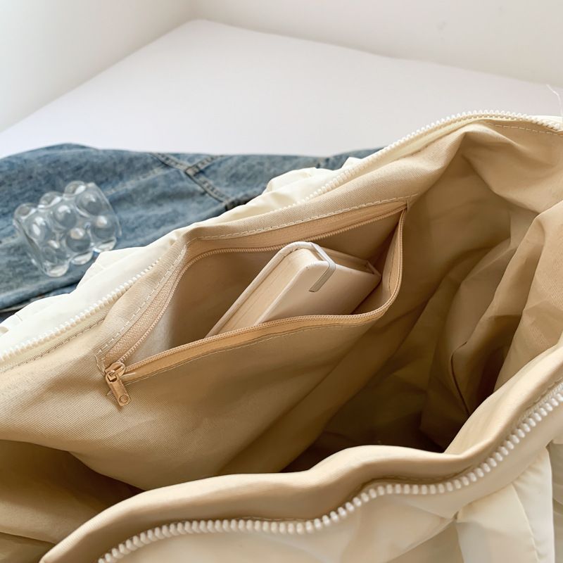 Nuova borsa tote imbottita per donna, grande capacità, in tessuto di nylon e cotone coreano, borsa a mano scozzese, borsa a tracolla_voghion.com