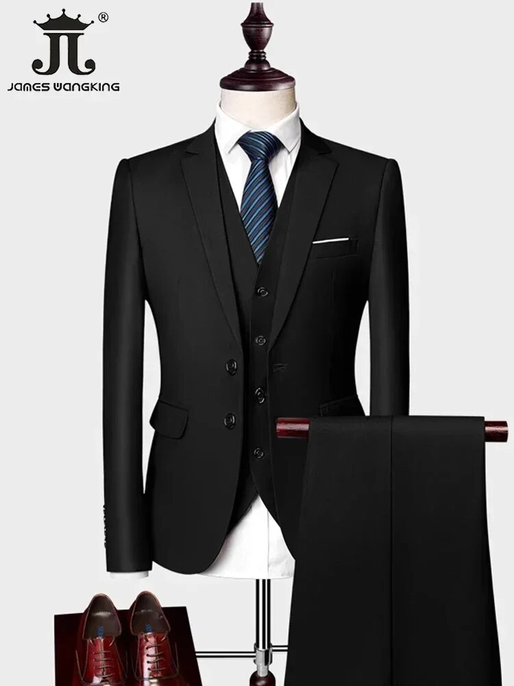 MERCURY ( Jacket +Vest+ Pants ) Men's High-end Brand Solid Color Business Office 3Pcs & 2Pcs Groom Wedding Party Suit Tuxedo_voghion.com