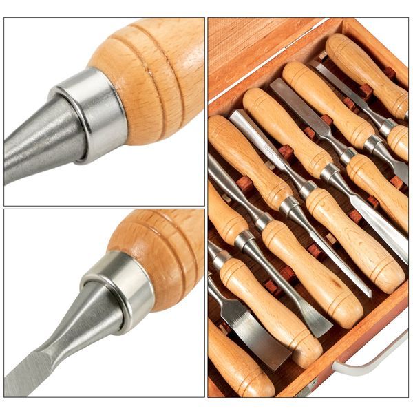 Woodworking 12pcs Lathe Chisel, Wood Carving Hand Chisel 3-3/4Inch Blade Length, Wood Turning Tools With Wooden Storage Case, For Wood Carving Root_voghion.com