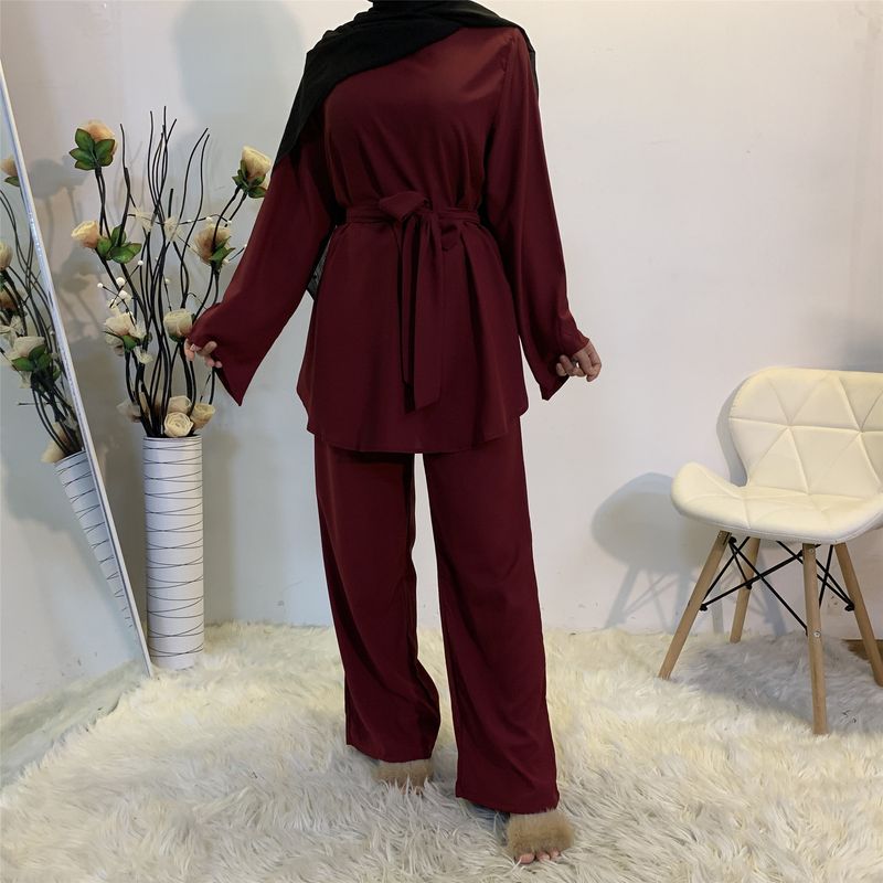 Two-pieces Abaya Turkish Kimono Tops Pants Muslim Dress Abayas Hijab Robe Dubai Caftan Kaftan Islam Clothing For Women Fashion_voghion.com