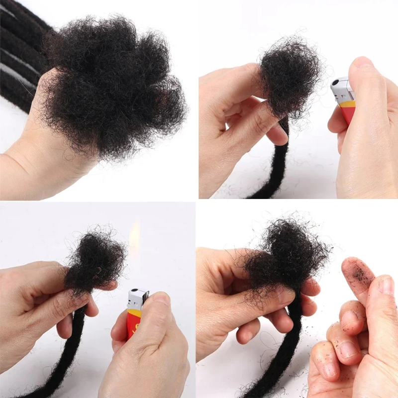 100% Human Hair Dreadlocks Extensions 0.6cm Width Thickness Crochet Handmade Locks_voghion.com
