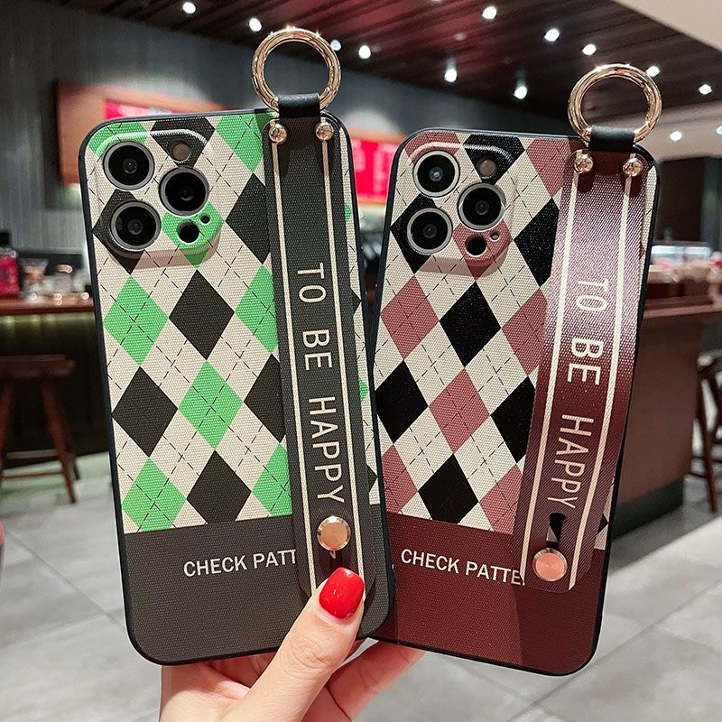 Custodia per Xiaomi Poco X7 F6 F5 14T 13T 12T 11T Redmi Note 14 13 12 11 Pro Plus 13C Classic Dia Grid Wrist Strap Cover_voghion.com