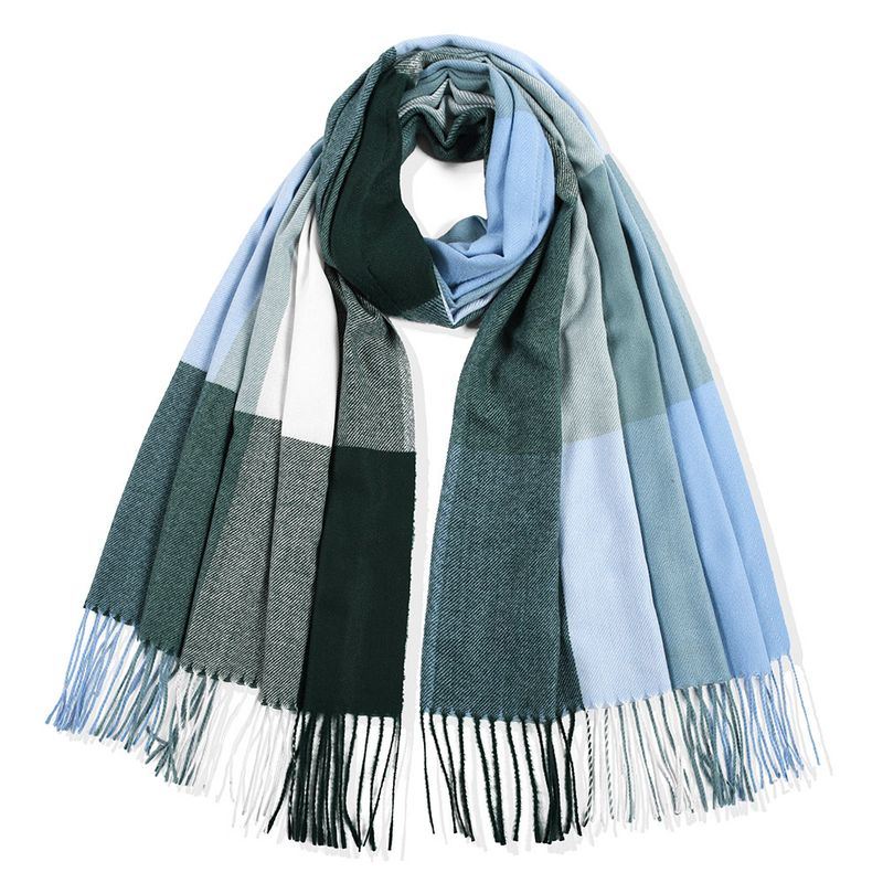 Herbst Winter Mode Kaschmir Plaid Schal Verdickt Warme Quaste Farbe Block Frauen Schal_voghion.com