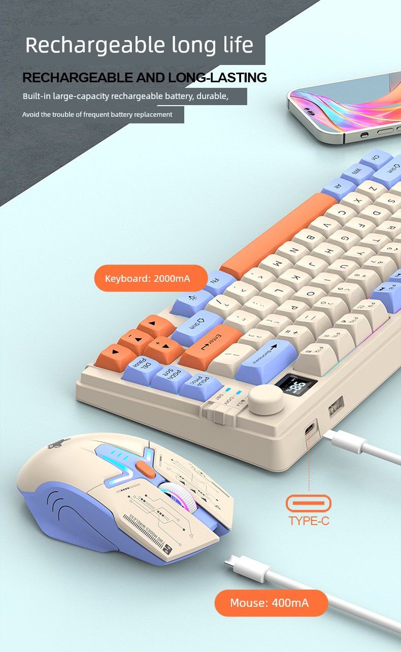 Sier Fox K920 Bluetooth vezeték nélküli billentyűzet és egér szett asztali számítógéphez, laptophoz, tablethez, otthoni használatra._voghion.com