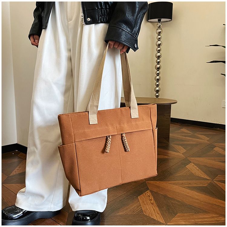 Tote women's stylish large capacity canvas 2024 new trendy internet famous fashion high-end niche shoulder bag_voghion.com