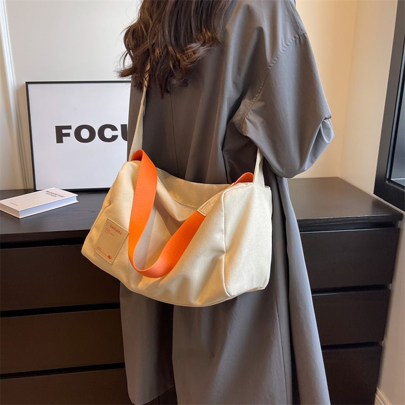 Grande capacidade nova bolsa de lona minimalista classe estudante bolsa diagonal de ombro único, bolsa de travesseiro feminina_voghion.com