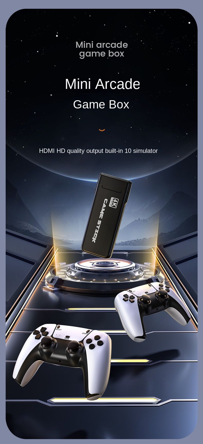 Retro Mini Arcade Game Box - 4K HD Gaming with Built-in Emulators 20,000 Games Wireless Controllers_voghion.com
