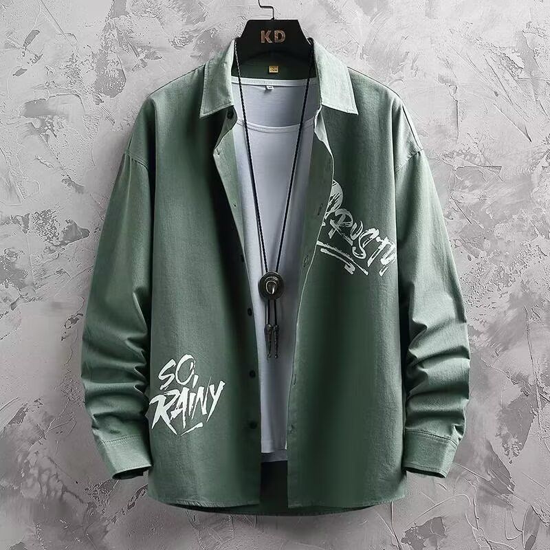 Camicia unisex oversize effetto lino – Top a maniche lunghe minimalista dalla vestibilità ampia per streetwear e abbigliamento quotidiano (nero/verde/kaki)_voghion.com