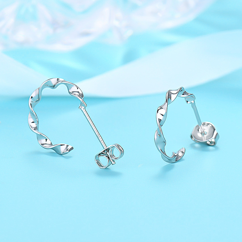 Orecchini Sterling VENUS Sier Orecchini a bottone a forma di torsione per donne, gioielli glamour, regali all'ingrosso_voghion.com