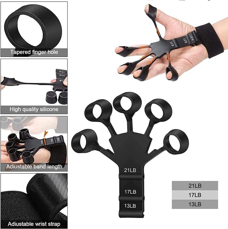 1 pieza de fortalecedor de agarre de silicona Gripster, estirador de dedos, entrenador de agarre de mano, gimnasio, entrenamiento físico y ejercicio, fortalecimiento de manos_voghion.com