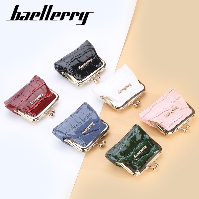 Baellerry Nuovo portafoglio in latta lucida con motivo coccodrillo e portamonete con clip in metallo_voghion.com