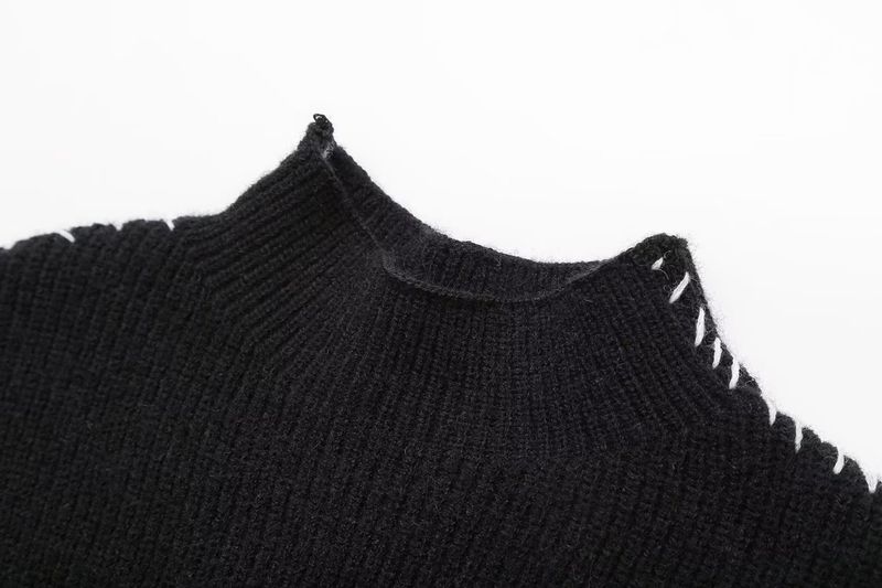 Women's Clothing 2024 Autumn Round Neck Knitted Warm Versatile Chic Color Block Sweater M6221_voghion.com