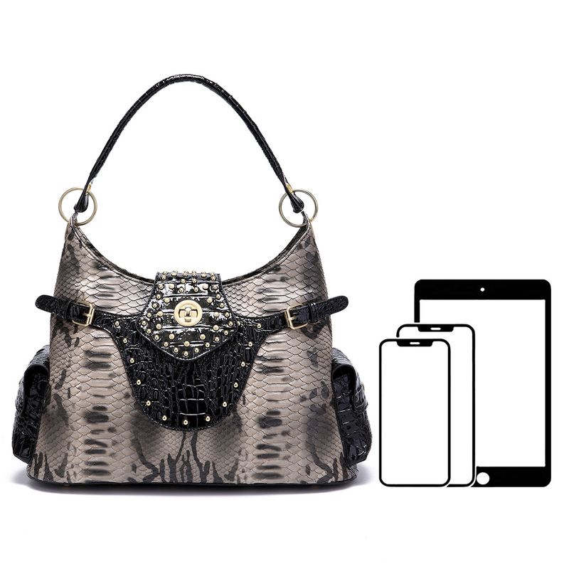 Borsa a mano con tracolla e motivo serpente, stile retrò, da donna_voghion.com