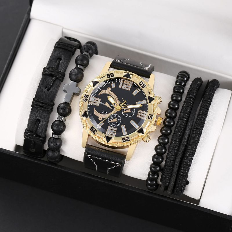 Three-eye Quartz Big Gold Watch Fashion Luxury Business Beaded Versatile Suit To Work Daily Birthday Anniversary Valentine's Day Gift_voghion.com