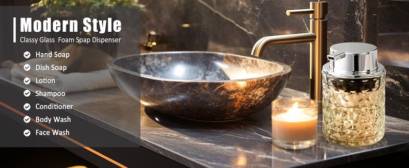 RYYD Foam Soap Dispenser - Glass Refillable|Large Pump|Bathroom_voghion.com