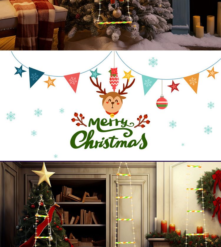 LED Christmas Santa Climbing Ladder Lights – Waterproof Holiday Decor For Windows, Walls & Trees (Warm White & Multicolor, Battery/USB Powered)_voghion.com