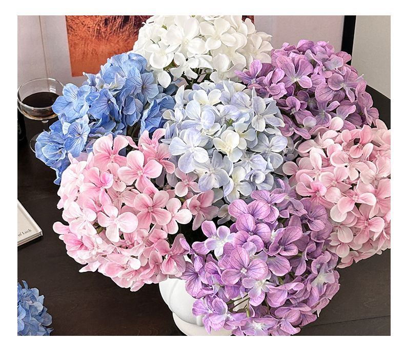 3D Printed Elsa Hydrangea Artificial Flower Bouquet - Elegant Home Decor For Living Room, Coffee Table, Dining Table, And Bedroom_voghion.com