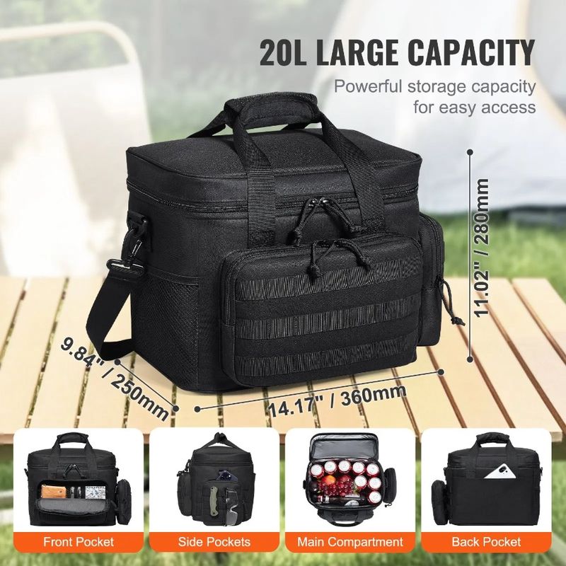 Pranzo con design Molle C e borsa morbida per riporre il pranzo, borsa termica multitasche con borsa termica rimovibile da 20 litri in 600D_voghion.com