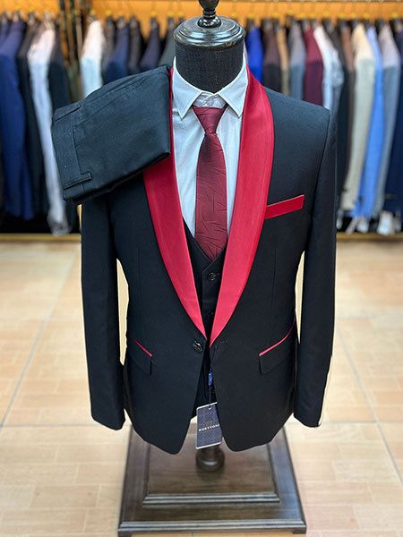 Abbigliamento maschile Colletto di frutta verde Abito da 3 pezzi per uomo Studente Laurea Spettacolo teatrale Abito sottile_voghion.com