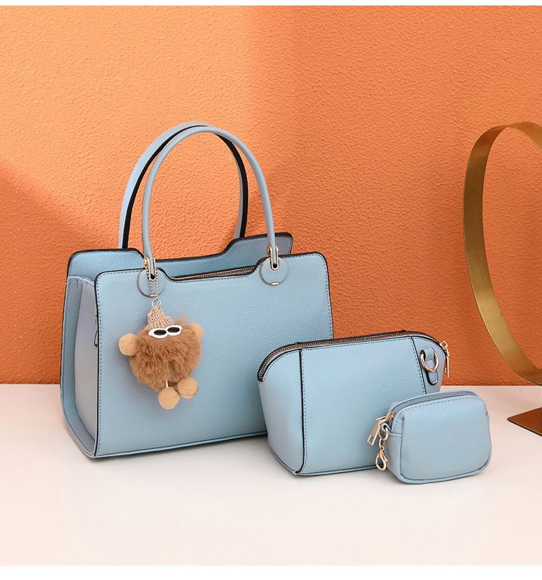 Ensemble de sacs bandoulière tendance pour femme - Sac à main bandoulière 3 pièces en cuir PU avec fermeture éclair, design multi-compartiments, coloris noir/marron foncé_voghion.com