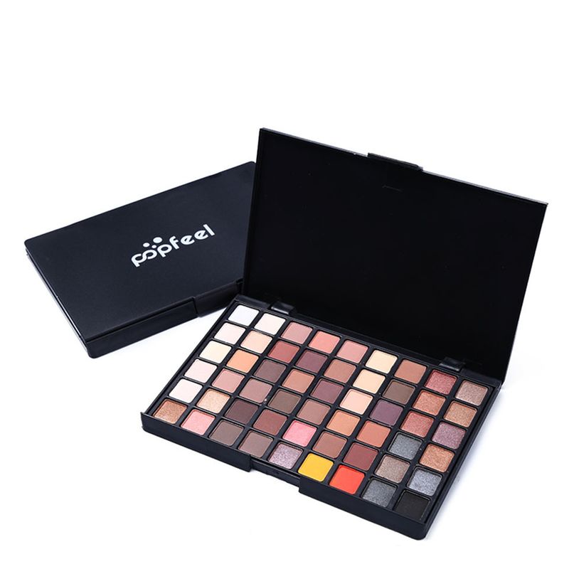 Conjuntos de maquillaje POPFEEL 54 colores de sombras de ojos con pincel para sombras de ojos Maquillaje ahumado mate Paleta de sombras de ojos en tonos tierra Conjunto combinado_voghion.com