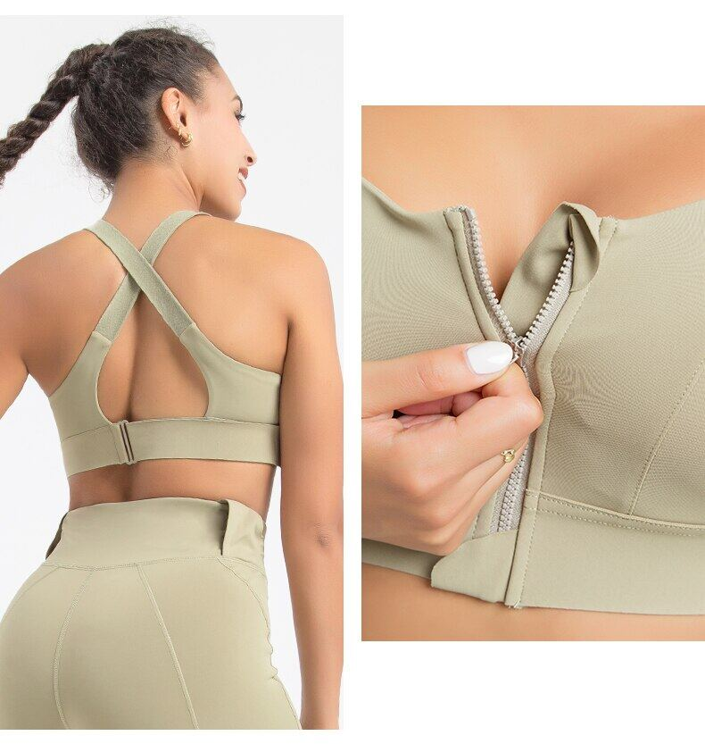 SUPERFLOWER Fiess-Training Donna Taglie forti VelcroPush Up Allenamento Palestra Antiurto Crop Top Cerniera anteriore regolabile Sport_voghion.com