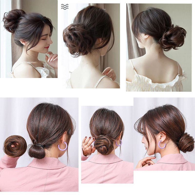 Parūka Savienojuma Matu aplis Dabīgs pūkains Savienojuma Elastīgs matu aplis Ķīmiskās šķiedras matu aplis Bracteate savienojuma galva_voghion.com