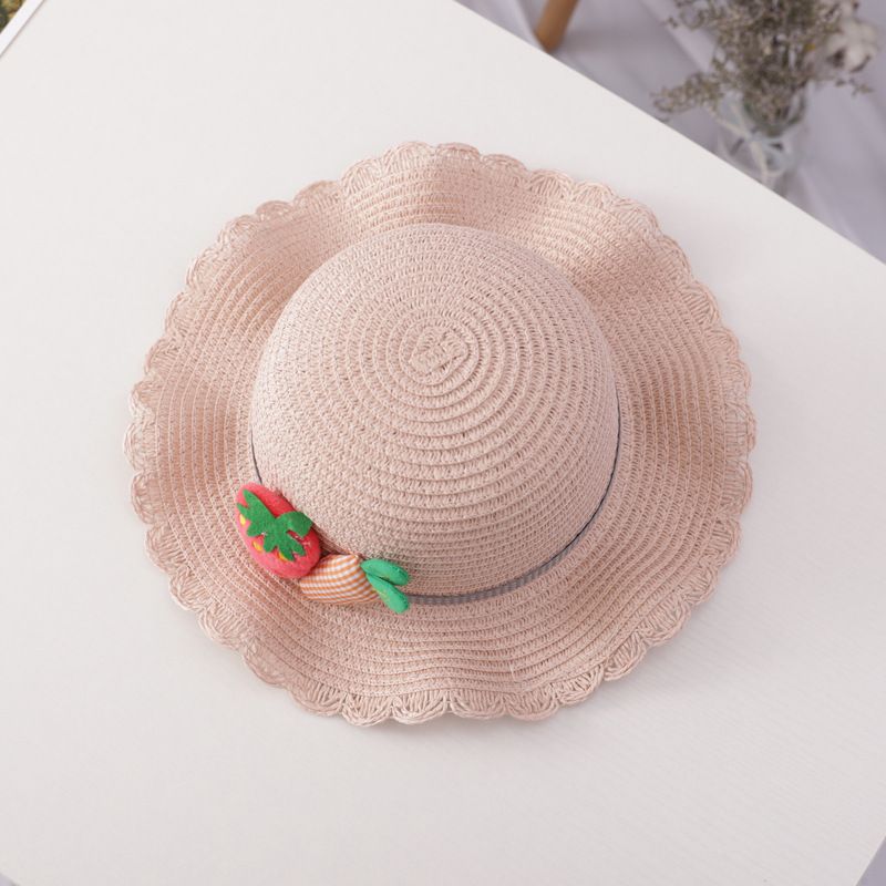 Set di borse per cappelli parasole da spiaggia versatili per bambini in paglia estiva piccola Fresh Wave Edge_voghion.com