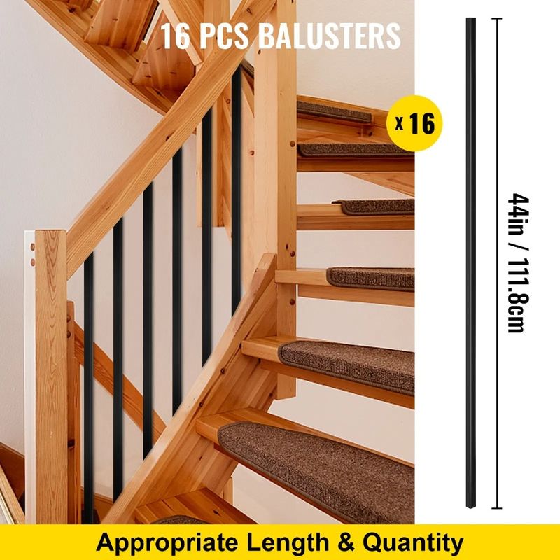 And Iron Railing For Screws Deck Baluster 44x0.5 Balusters Metal Staircase Composite Deck Deck 16 Spindles Deck Pack With Wood_voghion.com