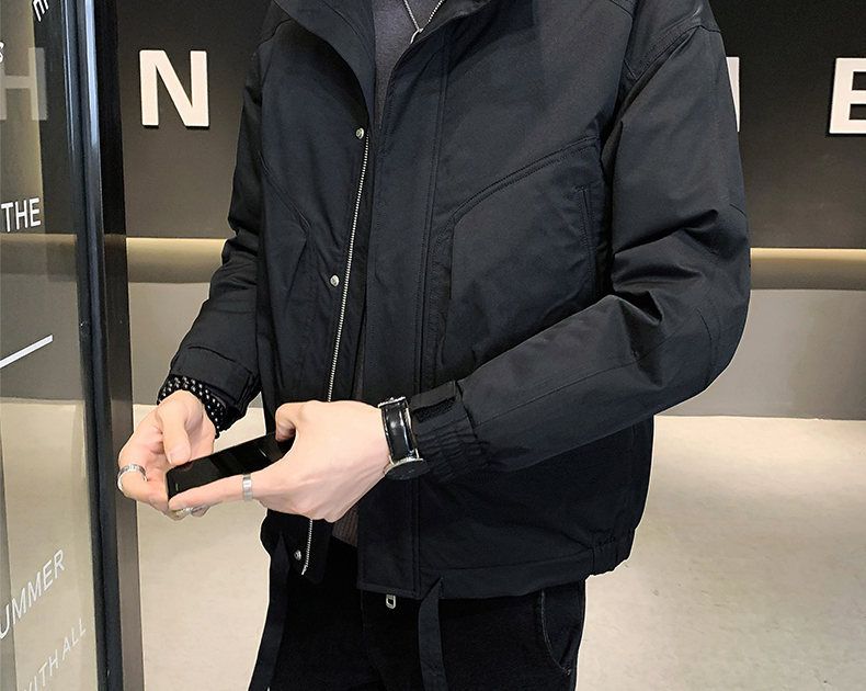 Giacca invernale trapuntata da uomo con collo alto - Stile da lavoro spesso con imbottitura in cotone, elegante e calda per studenti_voghion.com