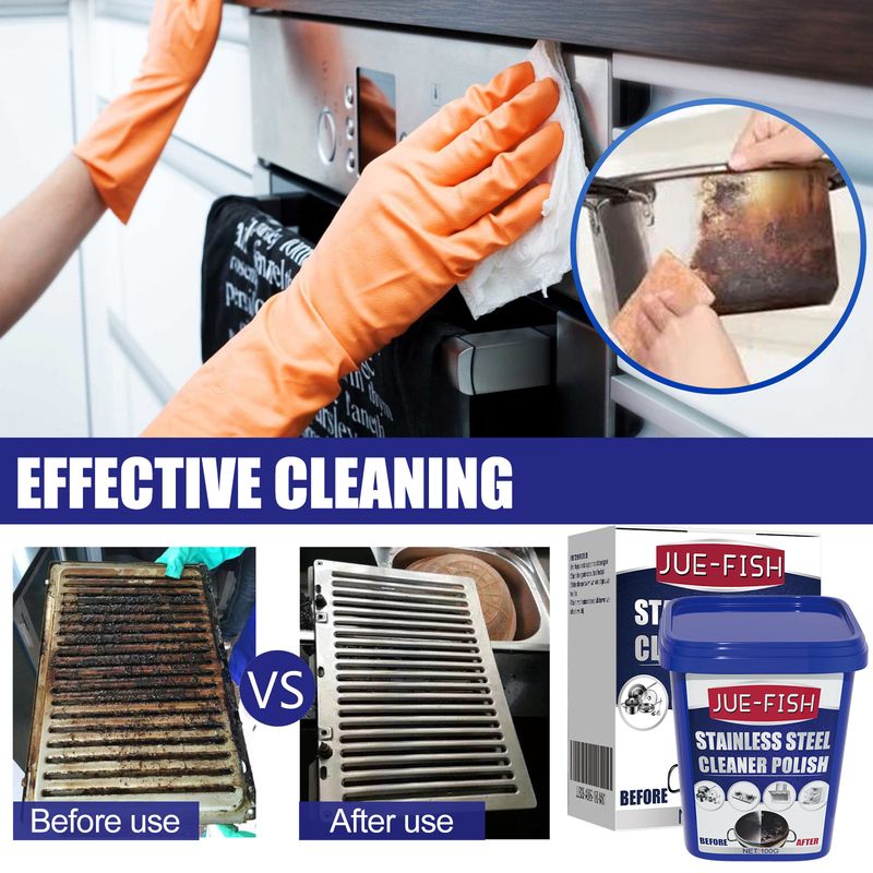 Rengöringspasta i rostfritt stål, Dekontamineringspasta för köksspis, krukabotten, krukorrost, svart smutsrengöring_voghion.com