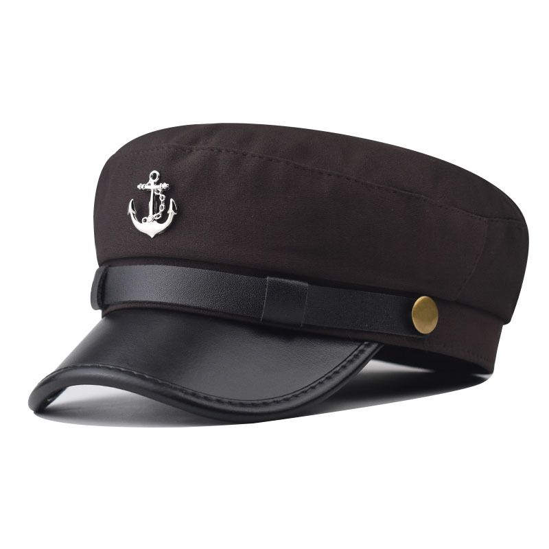 Militärhut mit Ankermotiv, vielseitige Baskenmütze mit Persönlichkeit, dünner britischer Modehut für Damen im Frühling_voghion.com