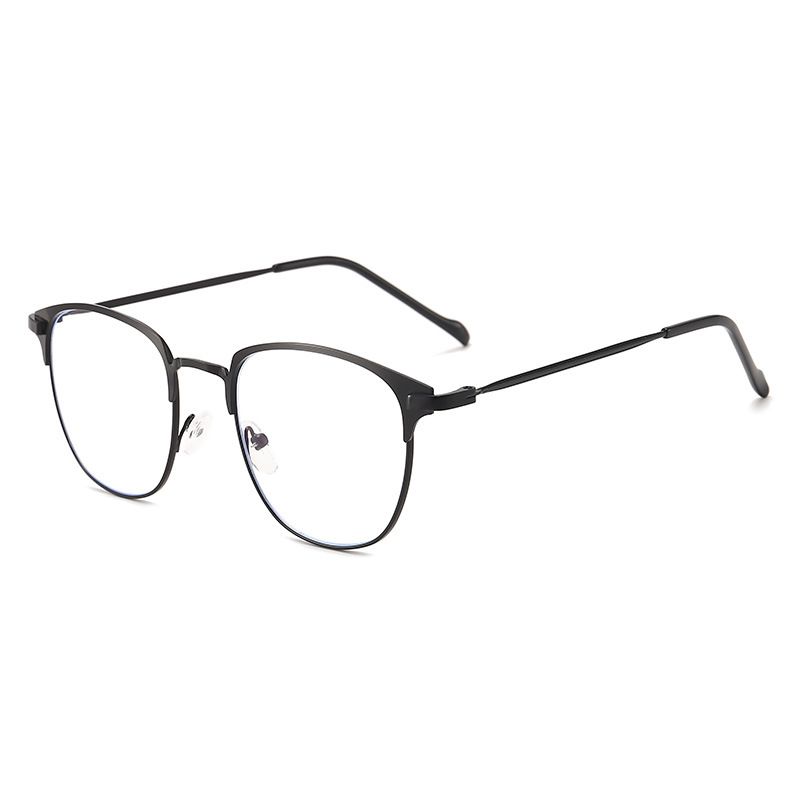 Modische quadratische Unisex-Brille aus Metall für Männer und Frauen für Partys, sanfter schwarzer Augenbrauenrahmen_voghion.com