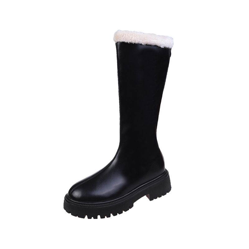35-42 Large Size Women's Shoes To 43 Wide Fat Feet Thick Sole Martin High Heel Boots 2024 New Spring And Autumn 41_voghion.com