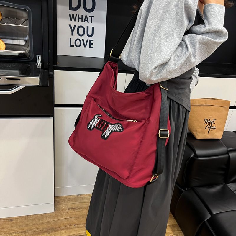 Borsa a tracolla multiuso in stile coreano INS per ragazze, 2025, nuova borsa a tracolla con cucciolo di cartone animato, grande capacità, zaino versatile_voghion.com