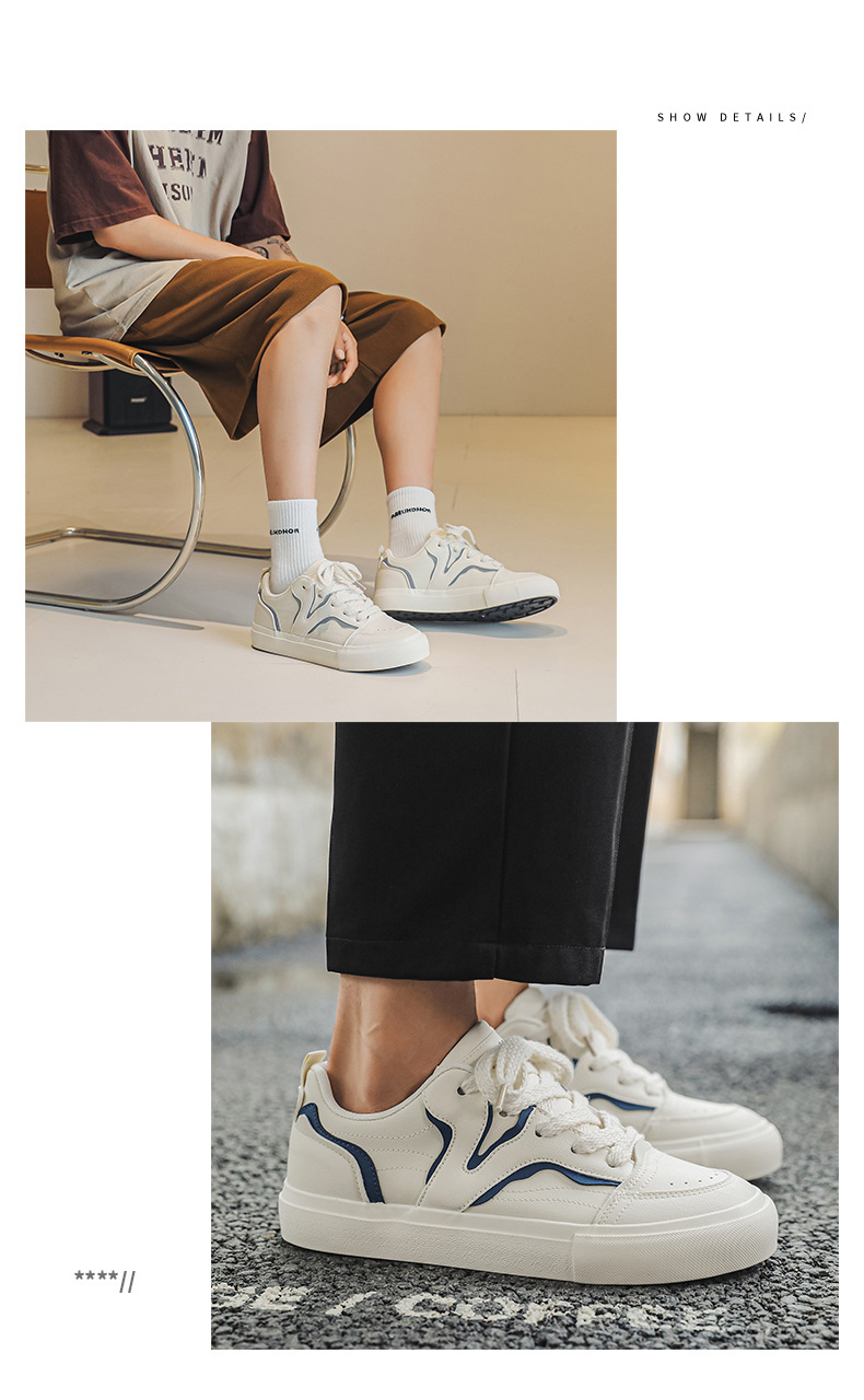Scarpe da ginnastica in pelle color crema, versatili, casual, sportive, piccole, bianche, tendenza 7933_voghion.com