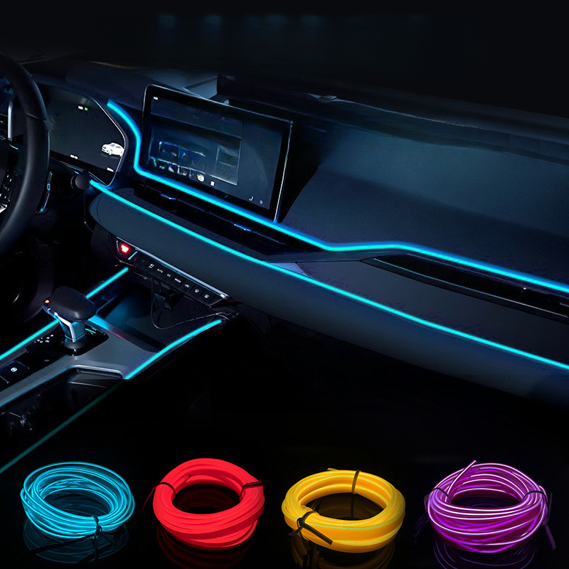 Modification de l'intérieur de la voiture, bande de guidage universelle pour le froid ambiant, décoration de voiture, lumière rythmique à LED, bande lumineuse USB_voghion.com
